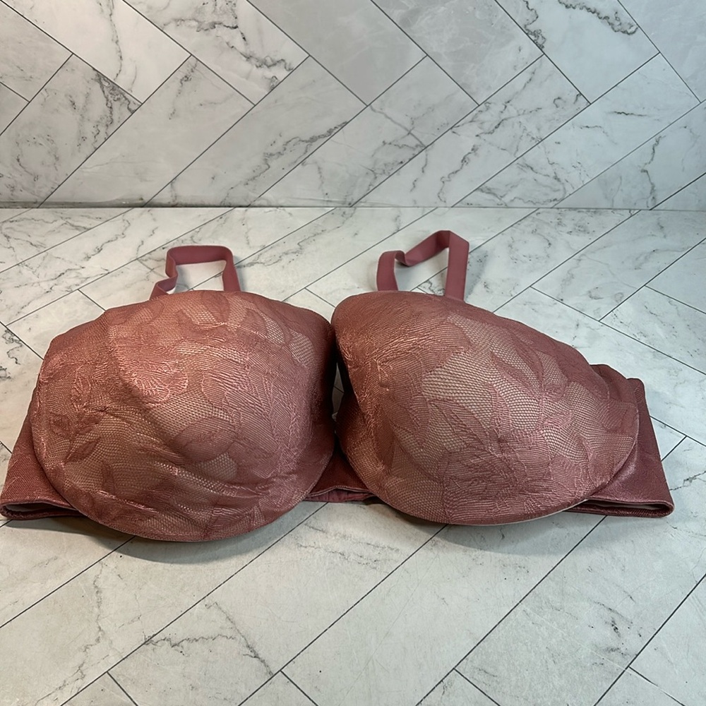 NWOT Cacique Lane Bryant Womans Bra Pink Lace Full Coverage UNDERWIRE 46DDD